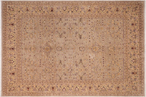 8x10 hand knotted Ziegler wool rug in gray and gold - Bohemian Ziegler Colene