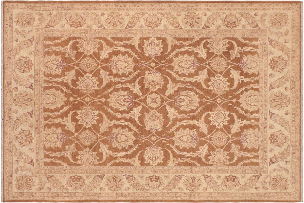 handmade Transitional Kafkaz Brown Beige Hand Knotted RECTANGLE 100% WOOL area rug 8' x 10'