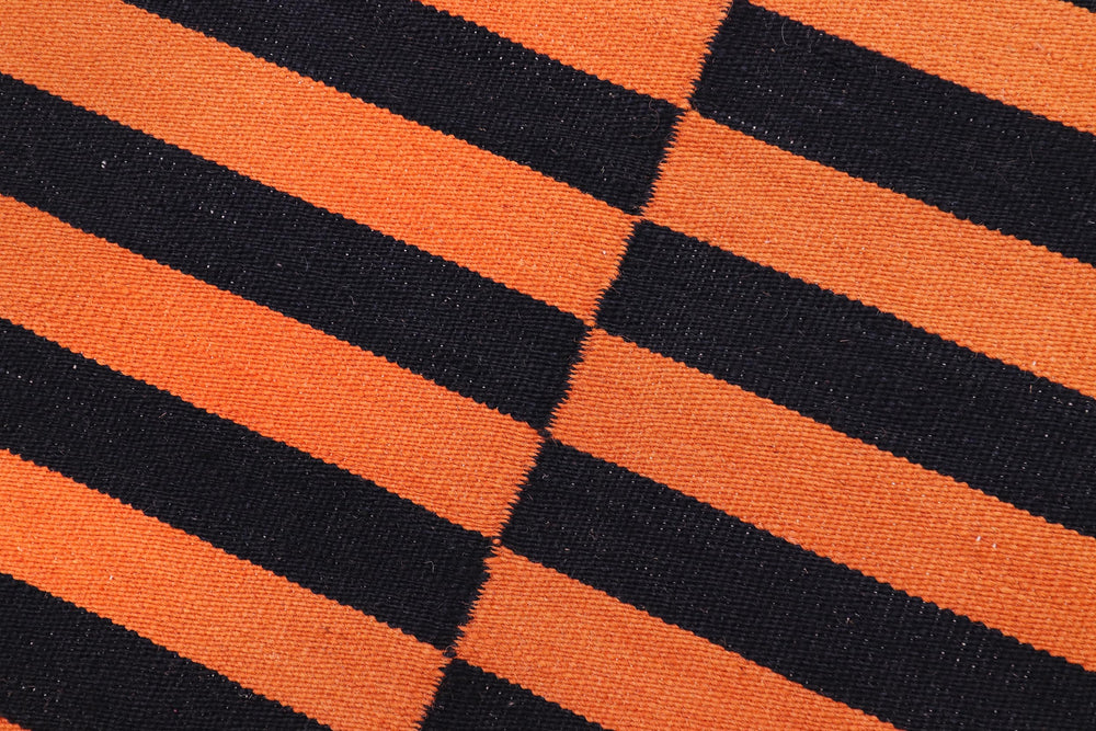 handmade Modern Kilim Rust Black Hand-Woven RECTANGLE 100% WOOL area rug 3x5