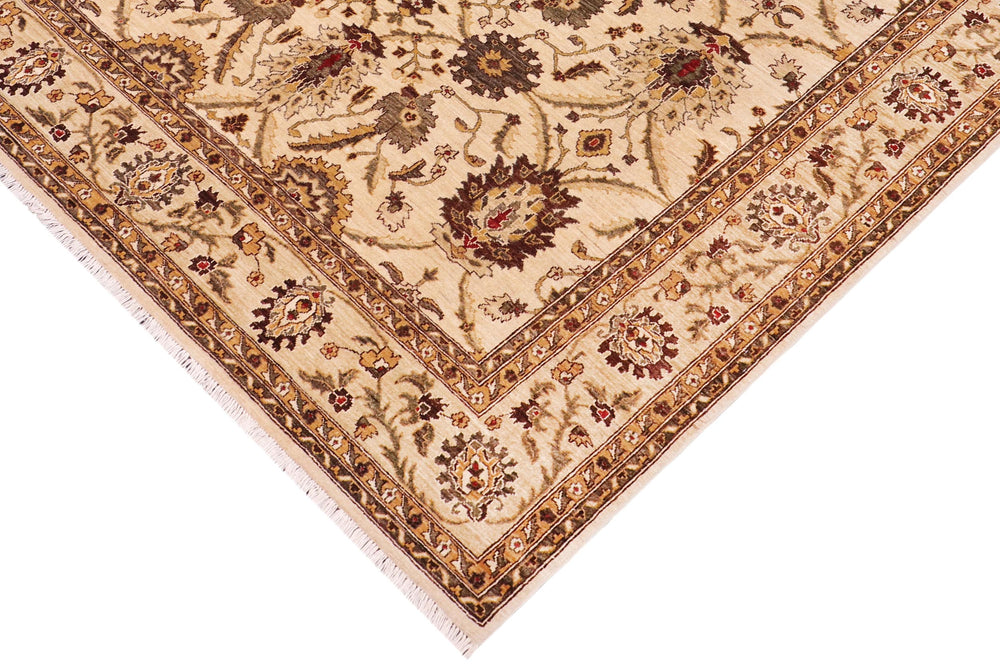 handmade Transitional Kafkaz Ivory Lt. Green Hand Knotted RECTANGLE 100% WOOL area rug 8' x 10'