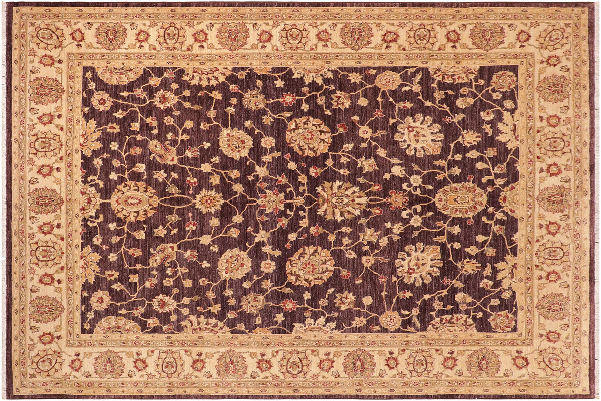 Classic Ziegler Esmerald Purple/Beige Hand Knotted Wool Rug - 8'2'' x 10'7''