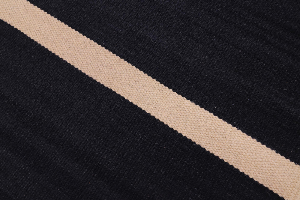 handmade Modern Kilim Black Beige Hand-Woven RECTANGLE 100% WOOL area rug 4x6