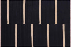 handmade Modern Kilim Black Beige Hand-Woven RECTANGLE 100% WOOL area rug 4x6