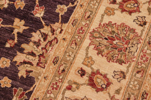 handmade Traditional Kafkaz Purple Beige Hand Knotted RECTANGLE 100% WOOL area rug 8x11