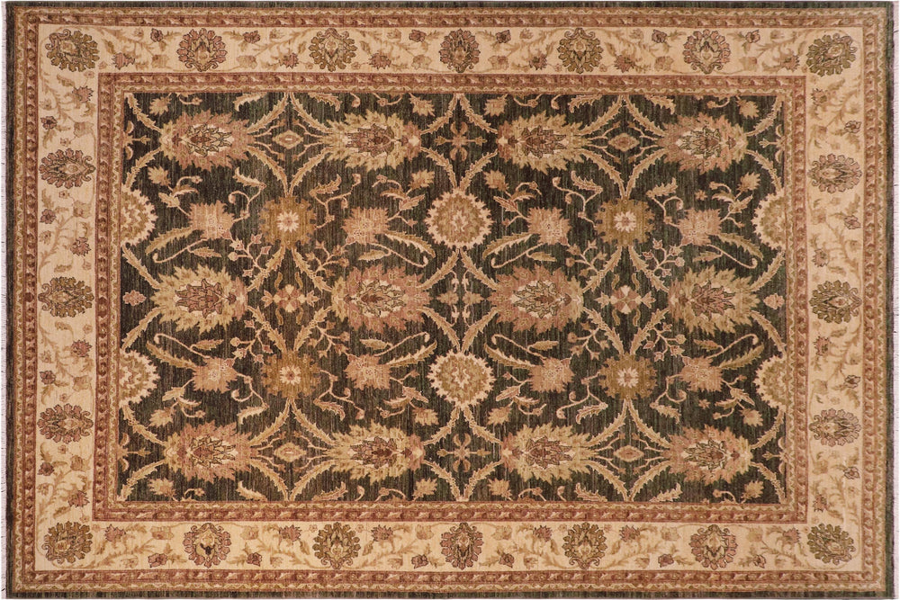 handmade Transitional Kafkaz Charcoal Beige Hand Knotted RECTANGLE 100% WOOL area rug 8' x 10'