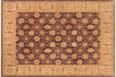 handmade Transitional Kafkaz Aubergine Beige Hand Knotted RECTANGLE 100% WOOL area rug 8' x 9'