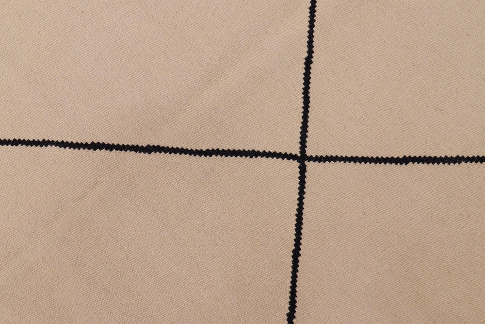 handmade Modern Kilim Beige Black Hand-Woven RECTANGLE 100% WOOL area rug 8x11