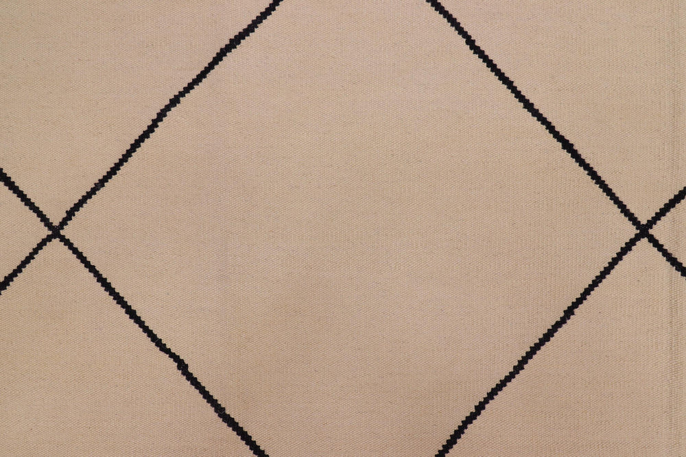 handmade Modern Kilim Beige Black Hand-Woven RECTANGLE 100% WOOL area rug 8x11