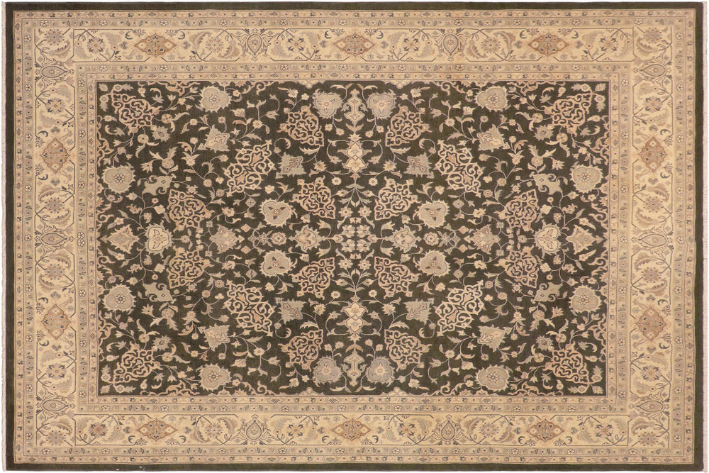 handmade Traditional Kafkaz Green Ivory Hand Knotted RECTANGLE 100% WOOL area rug 8x10