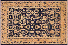 handmade Transitional Kafkaz Blue Dark Tan Hand Knotted RECTANGLE 100% WOOL area rug 8' x 10'