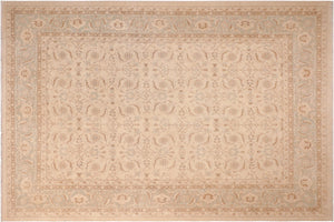 handmade Transitional Kafkaz Beige Green Hand Knotted RECTANGLE 100% WOOL area rug 8' x 10'