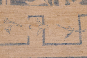 handmade Transitional Kafkaz Blue Beige Hand Knotted RECTANGLE 100% WOOL area rug 8' x 10'