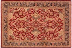 handmade Traditional Agra Red Blue Hand Knotted RECTANGLE 100% WOOL area rug 9' x 12'