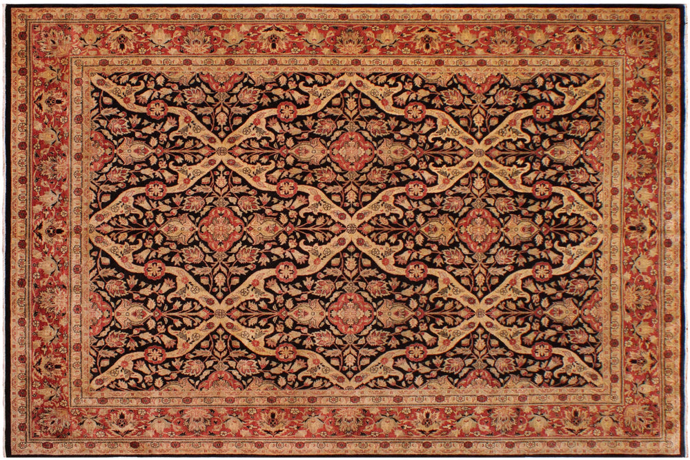handmade Transitional Lahore Tan Brown Hand Knotted RECTANGLE 100% WOOL area rug 9' x 12'