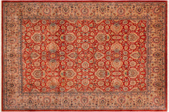 handmade Traditional Lahore Rust Tan Hand Knotted RECTANGLE 100% WOOL area rug 9' x 12'