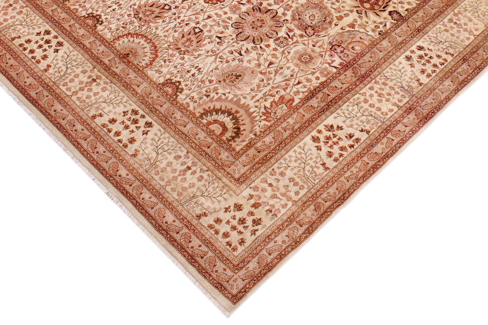 handmade Traditional  Beige Copper Hand Knotted RECTANGLE 100% WOOL area rug 9' x 12'