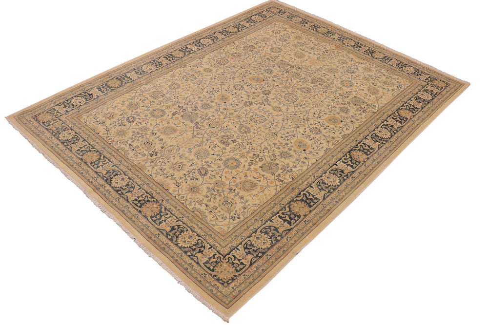 handmade Traditional Kafkaz Beige Blue Hand Knotted RECTANGLE 100% WOOL area rug 9x12