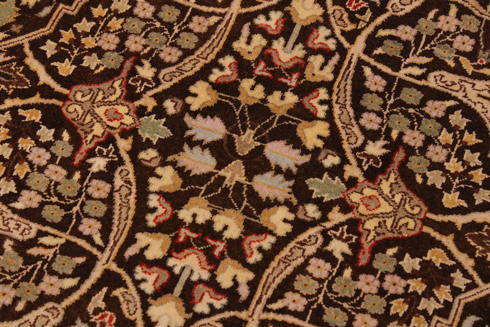 handmade Transitional Tabriz Brown Tan Hand Knotted RECTANGLE 100% WOOL area rug 9' x 12'