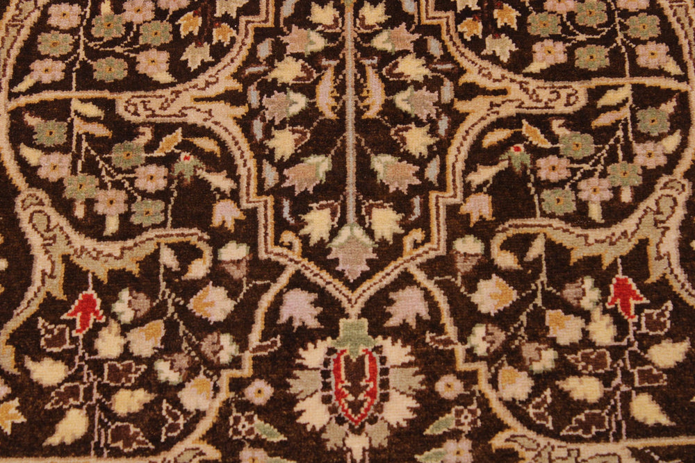 handmade Transitional Tabriz Brown Tan Hand Knotted RECTANGLE 100% WOOL area rug 9' x 12'