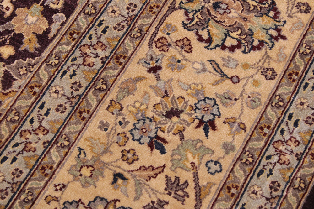 handmade Transitional Design Aubergine Tan Hand Knotted RECTANGLE 100% WOOL area rug 9' x 12'