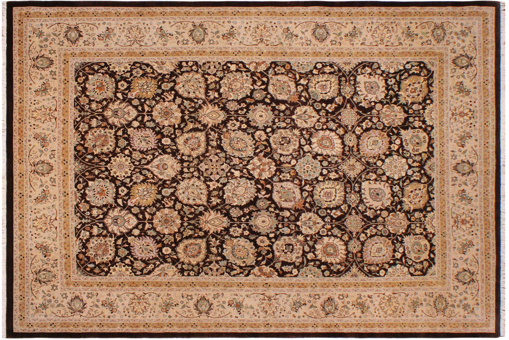 handmade Transitional Design Brown Tan Hand Knotted RECTANGLE 100% WOOL area rug 9' x 12'