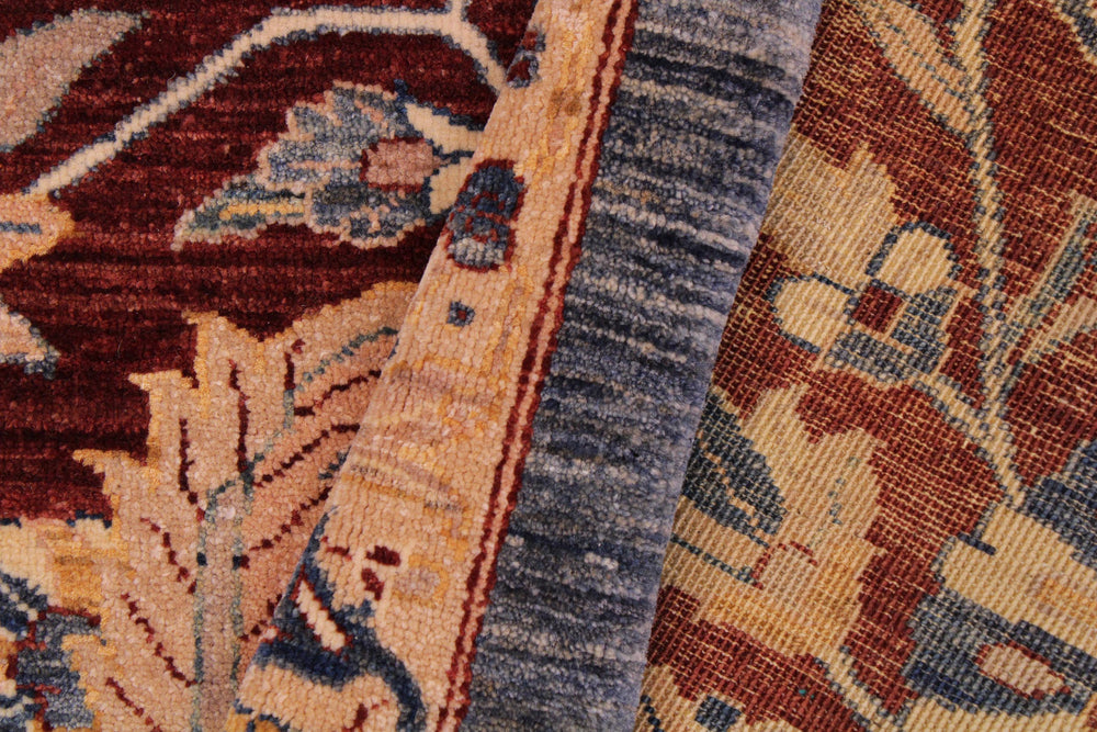 handmade Transitional Lahore Blue Aubergine Hand Knotted RECTANGLE 100% WOOL area rug 9' x 12'