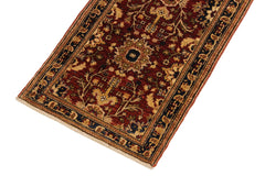 handmade Transitional Kafkaz Red Blue Hand Knotted RUNNER 100% WOOL area rug 3' x 13'