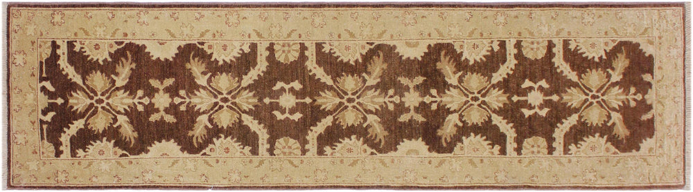 handmade Traditional Kafkaz Brown Tan Hand Knotted RUNNER 100% WOOL area rug 3' x 10'