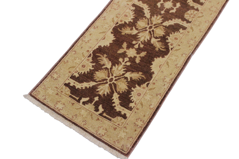 handmade Traditional Kafkaz Brown Tan Hand Knotted RUNNER 100% WOOL area rug 3' x 10'