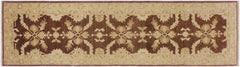 handmade Traditional Kafkaz Brown Tan Hand Knotted RUNNER 100% WOOL area rug 3' x 10'