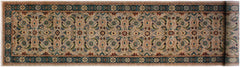 handmade Transitional Kafkaz Lt. Gray Green Hand Knotted RUNNER 100% WOOL area rug 3' x 15'