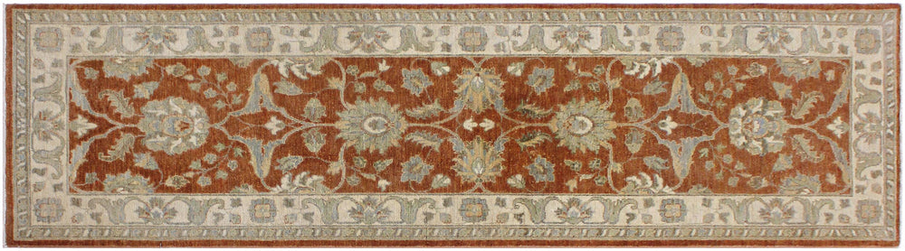 handmade Traditional Kafkaz Rust Ivory Hand Knotted RUNNER 100% WOOL area rug 3' x 9'