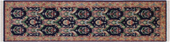 handmade Traditional Kashan Blue Gold Hand Knotted RUNNER 100% WOOL area rug 3' x 10'