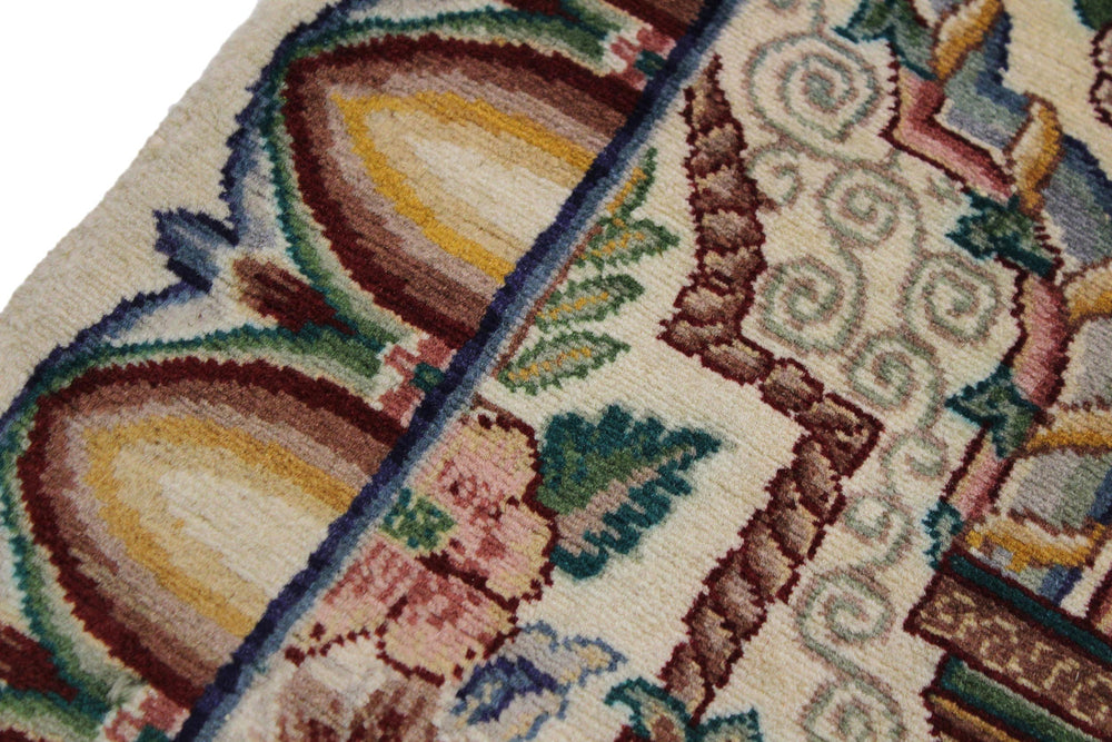 handmade Traditional Mahal Beige Blue Hand Knotted RUNNER 100% WOOL area rug 3' x 12'