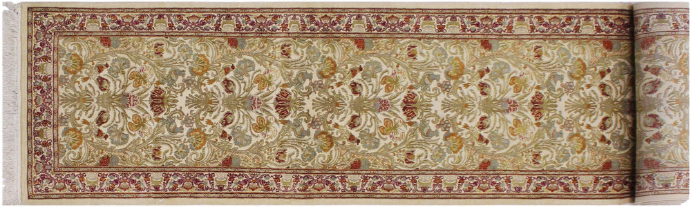 handmade Traditional William Ivory Rust Hand Knotted RUNNER 100% WOOL area rug 3' x 12'