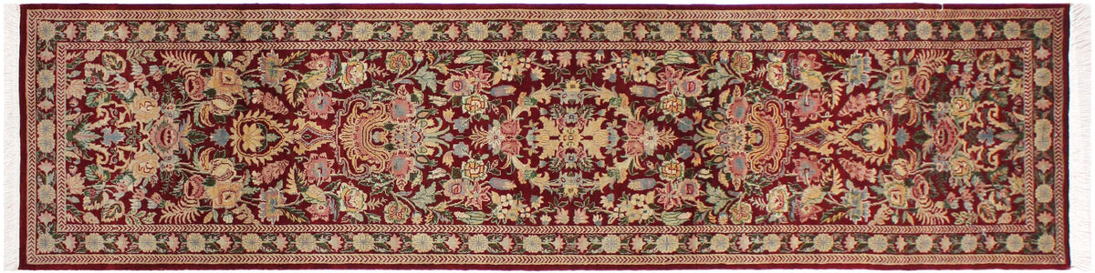 handmade Traditional William Red Lt. Gold Hand Knotted RUNNER 100% WOOL area rug 3' x 10'