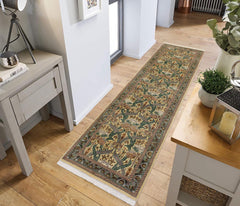 handmade Traditional Hamjolie Beige Green Hand Knotted RUNNER 100% WOOL area rug 2' x 10'