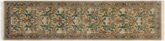 handmade Traditional Hamjolie Beige Green Hand Knotted RUNNER 100% WOOL area rug 2' x 10'