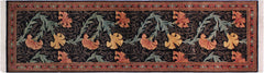 handmade Traditional Carnation Black Pink Hand Knotted RUNNER 100% WOOL area rug 3' x 8'