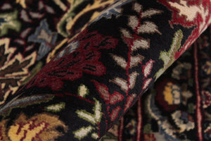 handmade Traditional Morris Black Red Hand Knotted RUNNER 100% WOOL area rug 3' x 8'