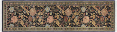 handmade Traditional Kamal Black Blue Hand Knotted RUNNER 100% WOOL area rug 3' x 10'