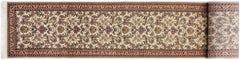 handmade Traditional Hamed Ivory Beige Hand Knotted RUNNER 100% WOOL area rug 3' x 12'