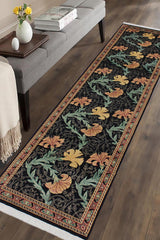 handmade Traditional Carnation Black Pink Hand Knotted RUNNER 100% WOOL area rug 3' x 10'