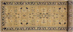 handmade Transitional Kafkaz Gold Blue Hand Knotted RUNNER 100% WOOL area rug 4' x 12'