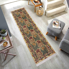 handmade Traditional Tulip Beige Gold Hand Knotted RUNNER 100% WOOL area rug 3' x 8'