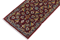 handmade Transitional Kafkaz Red Blue Hand Knotted RUNNER 100% WOOL area rug 3' x 10'