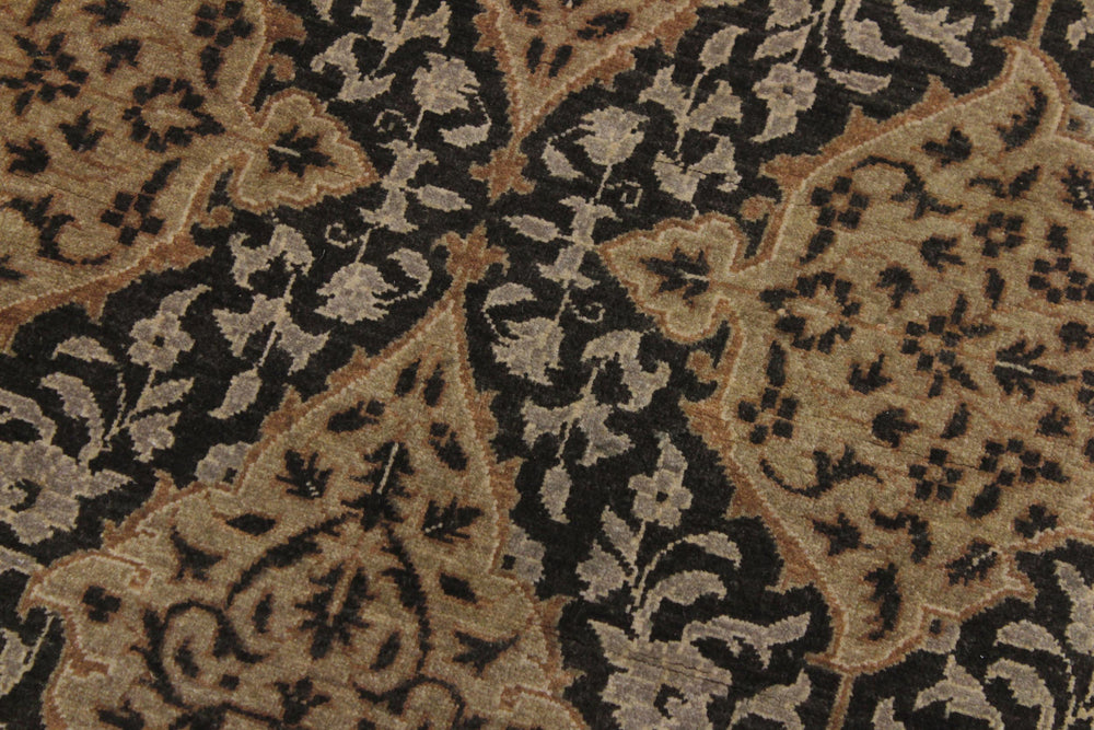 handmade Transitional Veg Dye Brown Gold Hand Knotted RUNNER 100% WOOL area rug 4' x 13'