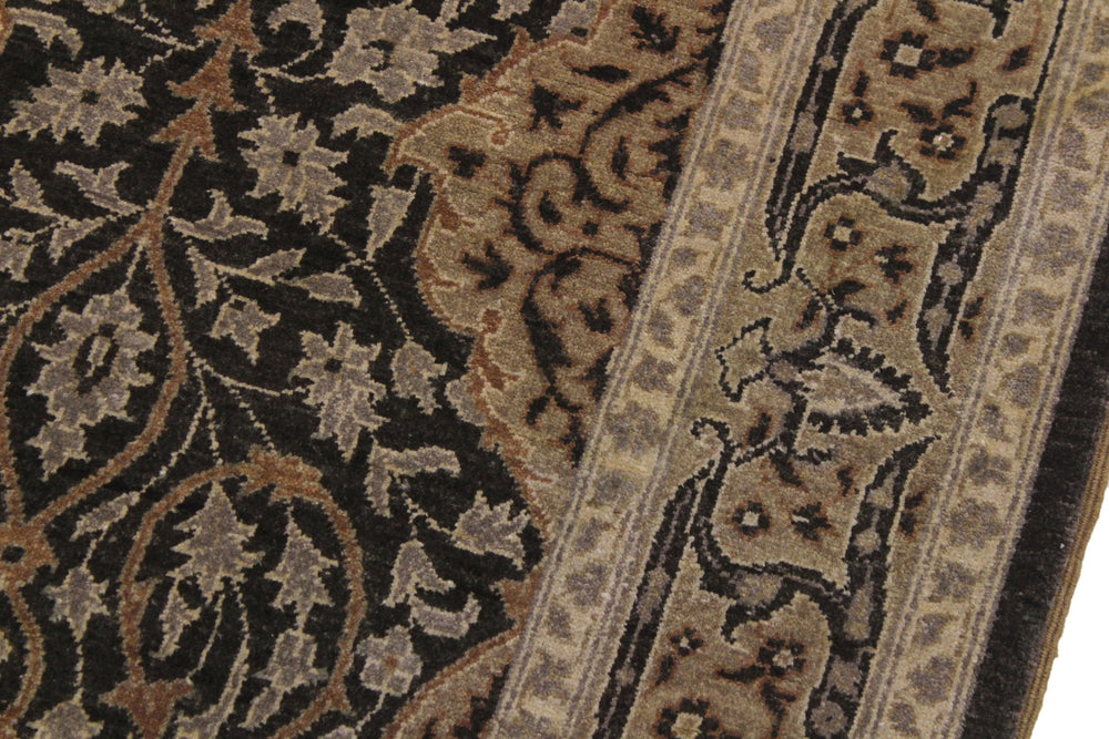 handmade Transitional Veg Dye Brown Gold Hand Knotted RUNNER 100% WOOL area rug 4' x 13'