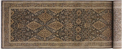 handmade Transitional Veg Dye Brown Gold Hand Knotted RUNNER 100% WOOL area rug 4' x 13'
