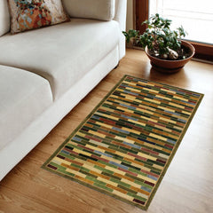handmade Modern Gabbeh Green Blue Hand Knotted RECTANGLE 100% WOOL area rug 4' x 6'